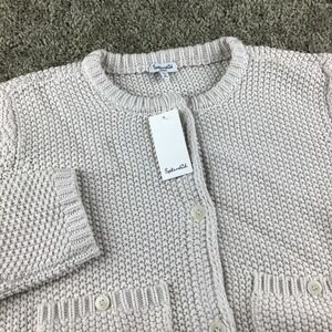 Splendid Womens White Knit Button Front Cropped Cardigan Sweater Size Large NWT